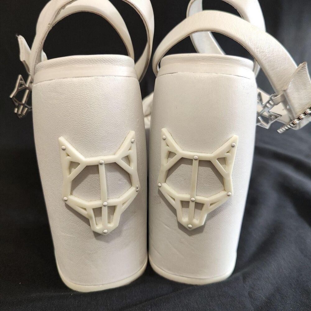 RARE ♡ Naked Wolfe ♡ Jingle Platform Strappy Sandal Heels in White - Picture 5 of 8